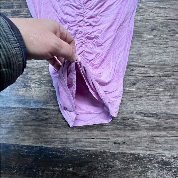 White House Black Market Purple Wrap Blouse with Cap Sleeves and Ruching - Picture 3 of 5